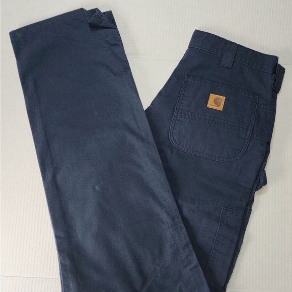 Carhartt Pants Men Loose Original Fit Canvas Work Dungaree. Size 32X30 Navy - Picture 1 of 7